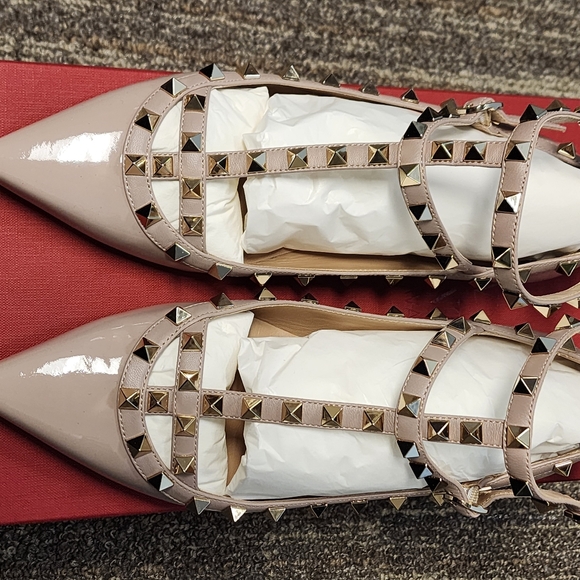 Valentino Rockstud Caged Flats Nude Patent Leather Sz 39 8.5/9 - Picture 4 of 8